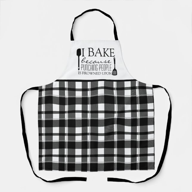 I Bake Because Punching People Frowned Upon Name Apron (Front)