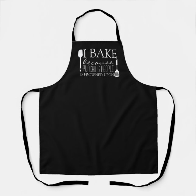 I Bake Because Punching People Frowned Upon Name Apron (Front)