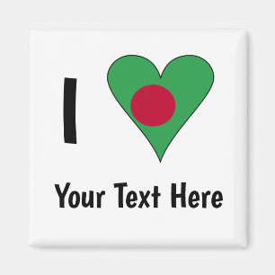 I (Bangladesh Flag Heart Love) Personalized Magnet