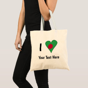 I (Bangladesh Flag Heart Love) Your Text Tote Bag