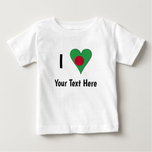 I (Bangladeshi Heart Flag Love) Personalised Baby T-Shirt
