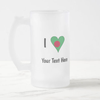 I (Bangladeshi Heart Flag Love) Personalised Frosted Glass Beer Mug