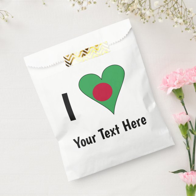 I (Bangladeshi Heart Flag Love) Personalized Favour Bags (Sealed)