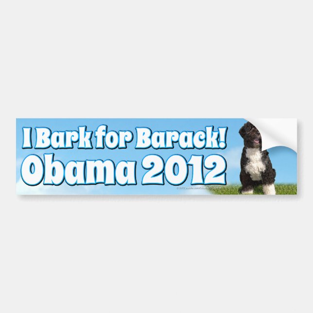 I Bark for Barack, Bo the First Dog Obama Bumper Sticker (Front)
