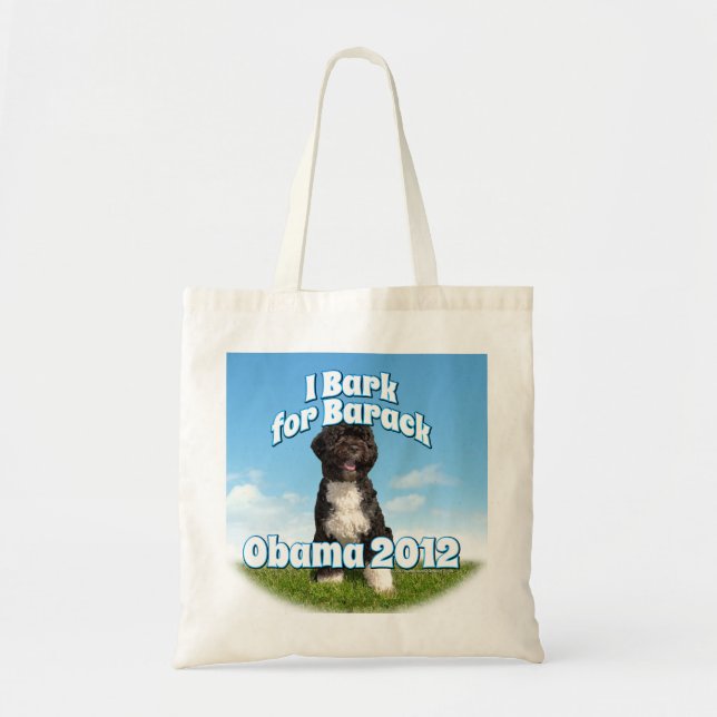 I Bark for Barack, Bo the First Dog Obama Tote Bag (Front)