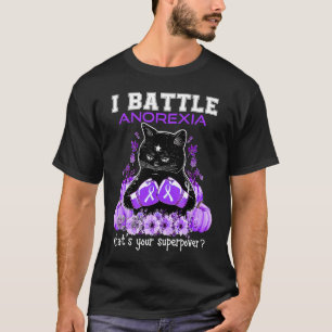 I Battle Anorexia Awareness Cat T-Shirt