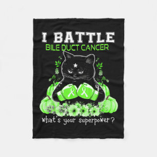 I Battle Bile Duct Cancer Awareness Fun Cat Fleece Blanket