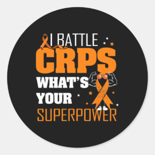 I Battle CRPS RSD Awareness Orange Ribbon Warrior  Classic Round Sticker