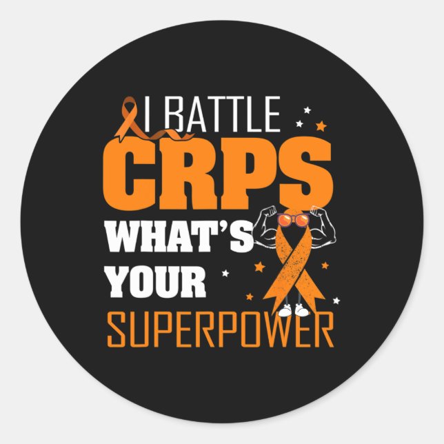 I Battle CRPS RSD Awareness Orange Ribbon Warrior  Classic Round Sticker (Front)