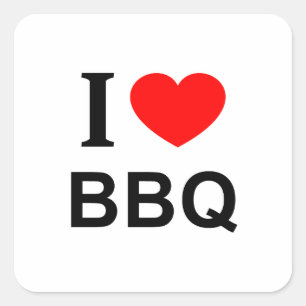 I ❤️ BBQ I LOVE BBQ I HEART BBQ SQUARE STICKER