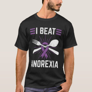 I Beat Anorexia Awareness Eating Disorder Purple R T-Shirt