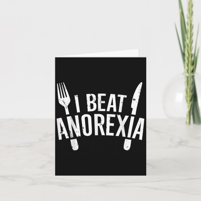 I Beat Anorexia Awareness Funny , Small  Card (Front)