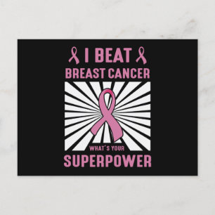 I Beat Breast Cancer Survivor Superpower Pride Postcard