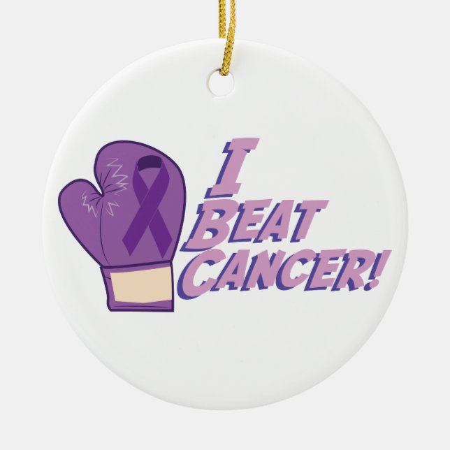 I Beat Cancer Ceramic Tree Decoration (Front)