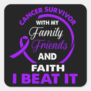 I Beat It Pancreatic Cancer Survivor Square Sticker
