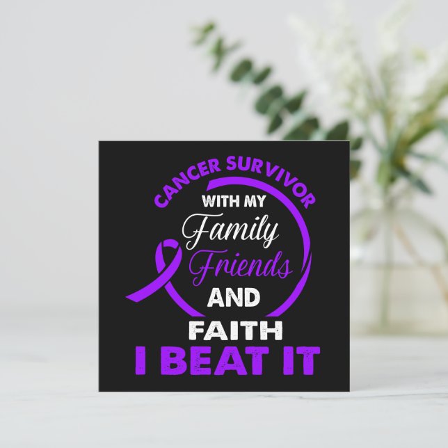  I Beat It Pancreatic Cancer Survivor Support Card (Standing Front)