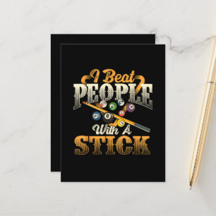 I Beat People with A Stick - Billiards 8 Ball Announcement Postcard