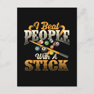 I Beat People with A Stick - Billiards 8 Ball Invitation Postcard