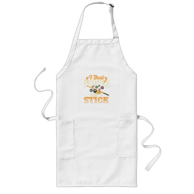 I Beat People with A Stick - Billiards 8 Ball Long Apron (Front)