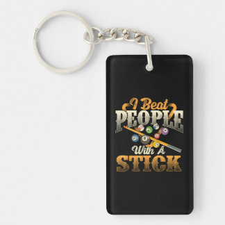 I Beat People With A Stick Billiards 8 Ball Pool Key Ring