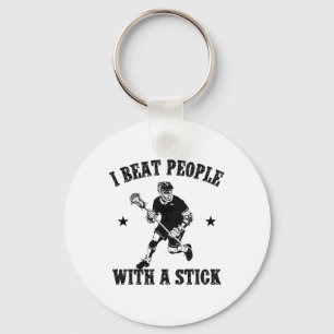 I Beat People With A Stick Vintage Lax Lover Funny Key Ring