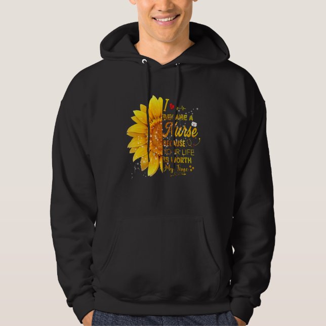 I Became A Nurse Sunflower Nurse Day 2022  Nurse Hoodie (Front)