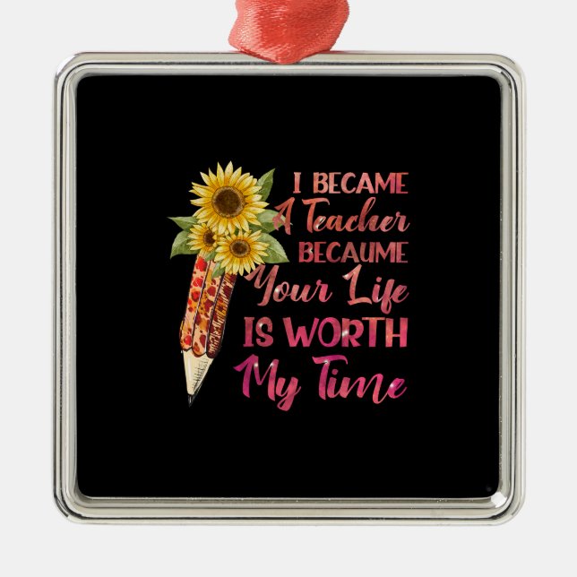 I Became A Teacher Metal Tree Decoration (Front)