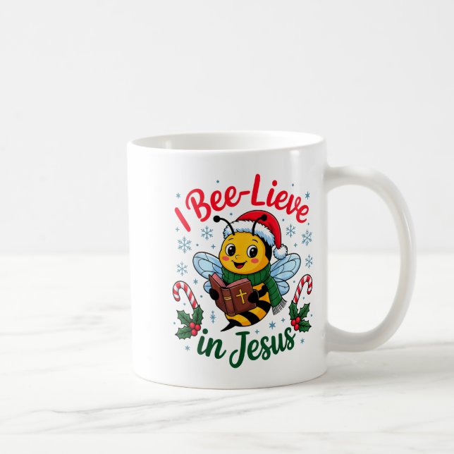 I Bee-lieve In Jesus Gospel Kids Christian Christm Coffee Mug (Right)