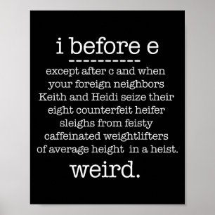 I Before E Except When Keith Weird Funny Grammar M Poster