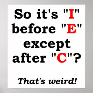 'I' before 'E' Funny Poster