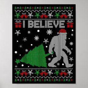 I Believe Big Foot Sasquatch Christmas Poster