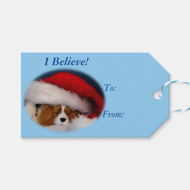 "I Believe" Blenheim Cavalier Gift Tags (Front (Horizontal))