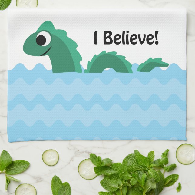 I Believe Champ the Lake Champlain Monster Tea Towel (Folded)