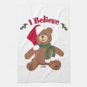 I Believe! Christmas Teddy Bear Tea Towel
