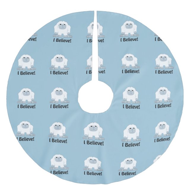 I Believe! Cute Yeti Brushed Polyester Tree Skirt (Front)