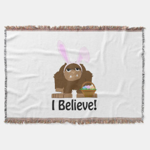 I Believe! Easter Bigfoot Throw Blanket