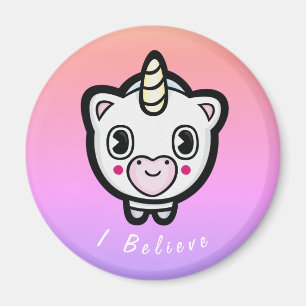 I Believe Emoji Unicorn Ombre Magent Magnet