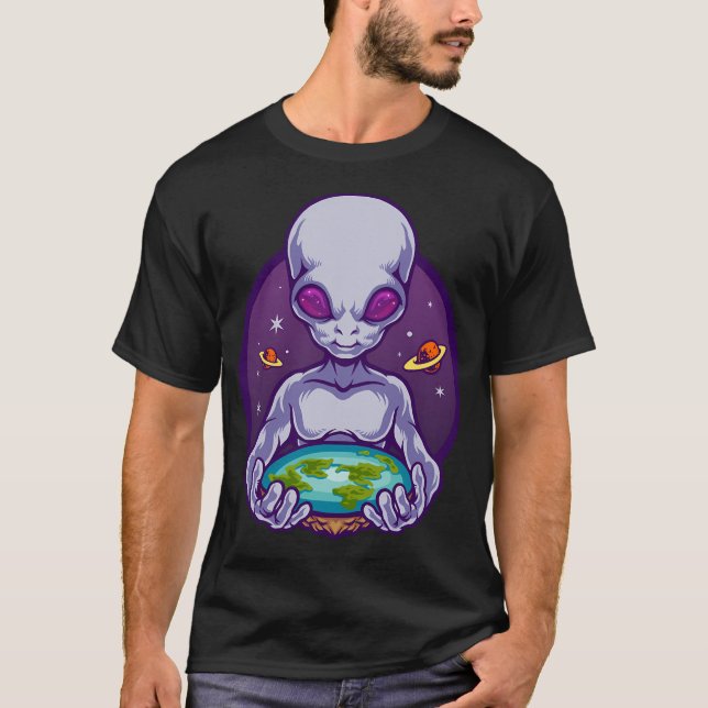 I Believe Flat Land  Alien Invasion Ufo Ufo T-Shirt (Front)