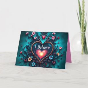 I Believe Heart and Daisies Note Card