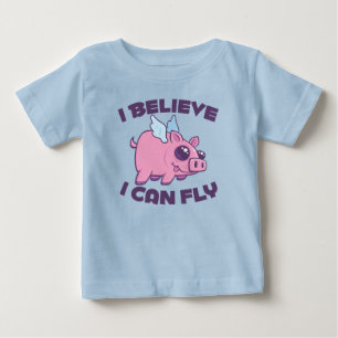I Believe I Can Fly Cute Kawaii Piggy Baby T-Shirt