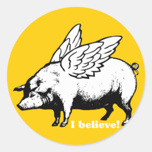 I Believe - If Pigs Could Fly Classic Round Sticker