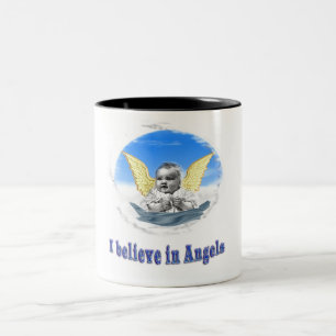 I believe in angels gifts Two-Tone coffee mug
