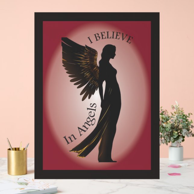 I believe in Angels Hanging wall art Acrylic Sign (Wedding)