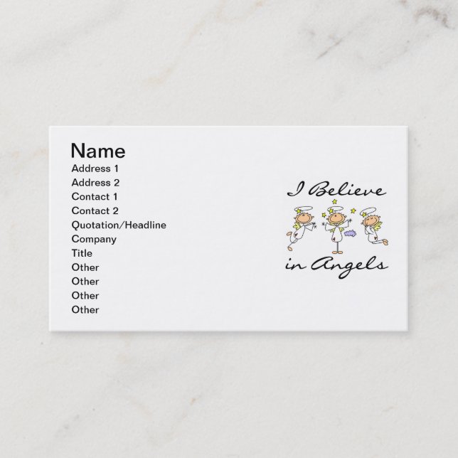 I Believe in Angels T-shirts and Gifts Business Card (Front)
