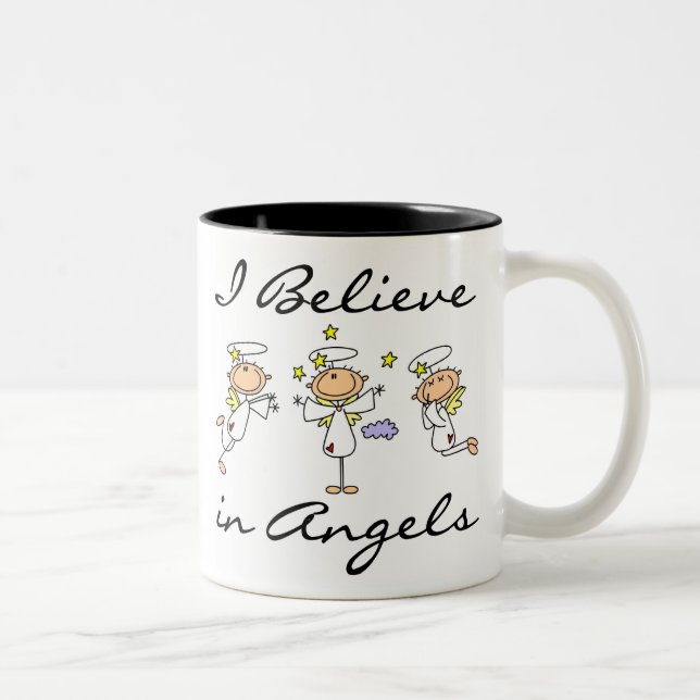 I Believe in Angels T-shirts and Gifts Two-Tone Coffee Mug (Right)