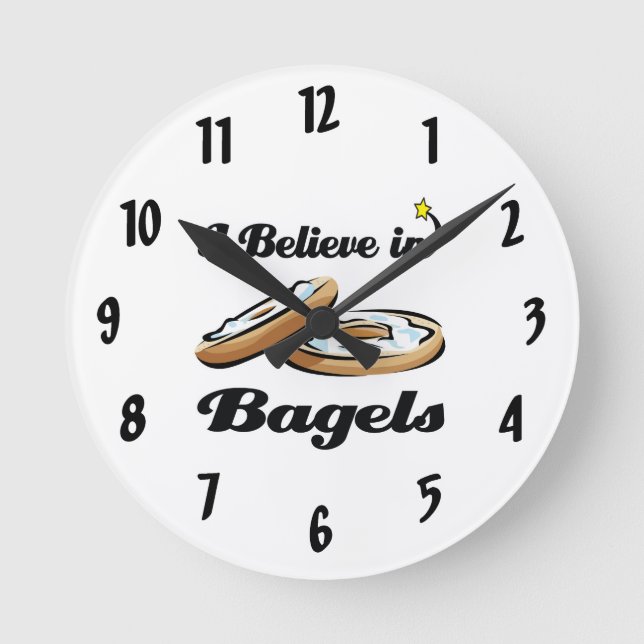 i believe in bagels round clock (Front)