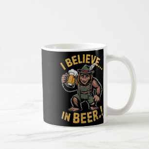 I Believe In Beer Funny Bigfoot Lederhosen Joke Coffee Mug