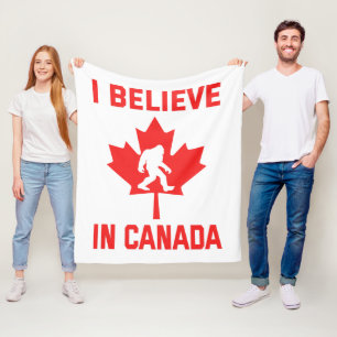 I Believe In Canada - Funny Bigfoot Fleece Blanket