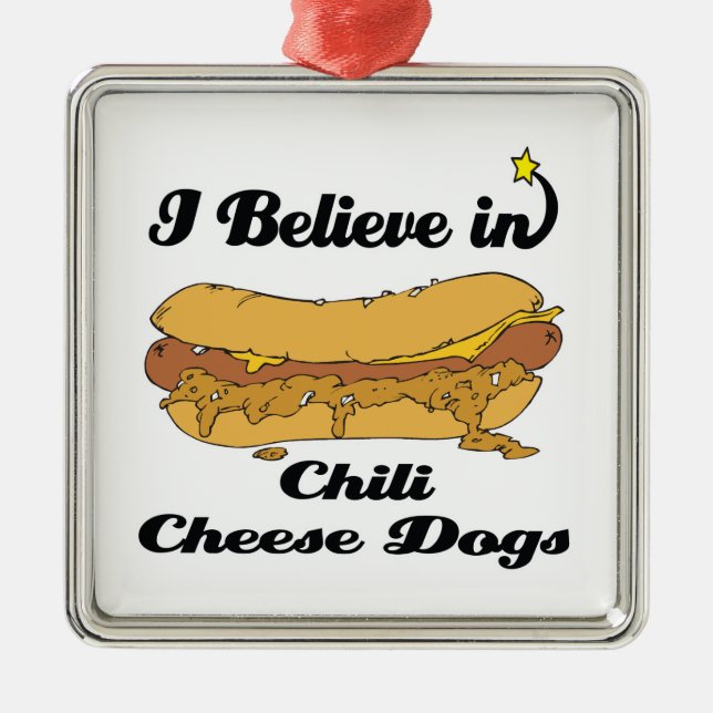 i believe in chilli cheese dogs metal tree decoration (Front)