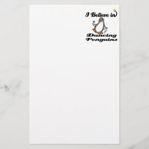 i believe in dancing penguins stationery